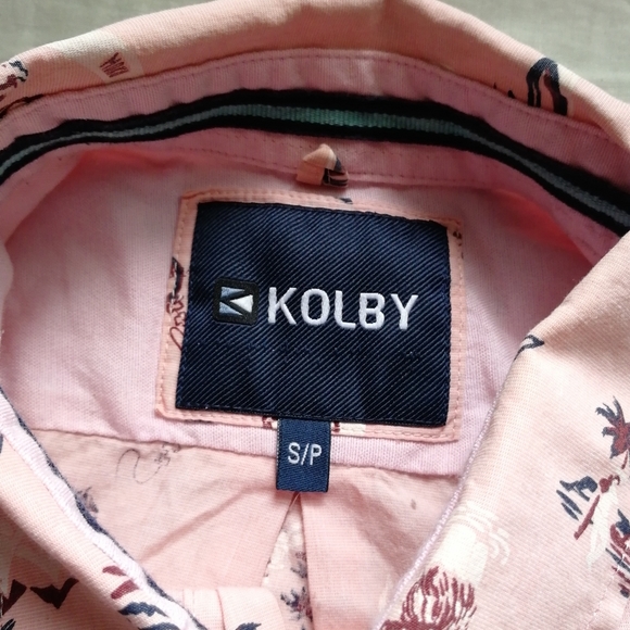 KOLBY Button Up Short Sleeve Dress Shirt Fun BeachSummer Print 100% Cotton Small - Picture 4 of 12
